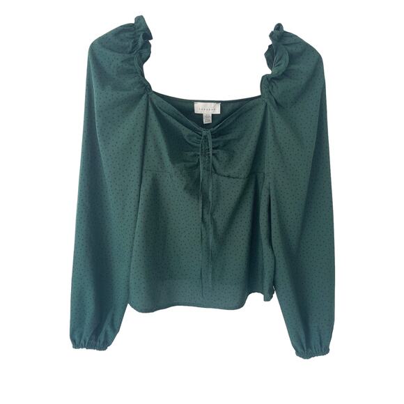 TOPSHOP POLKA DOT PRAIRIE BLOUSE SIZE 6 - Picture 3 of 8